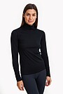 Merino wool roll neck long sleeve top 1 | BLACK | Audimas