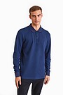 Organic cotton long sleeve pique polo shirt 1 | BLUE | Audimas