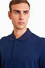 Organic cotton long sleeve pique polo shirt 3 | BLUE | Audimas