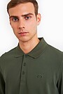 Organic cotton long sleeve pique polo shirt 3 | GREEN | Audimas