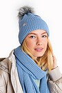 Knitted merino wool beanie with pom pom 1 | BLUE | Audimas