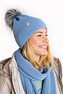 Knitted merino wool beanie with pom pom 3 | BLUE | Audimas