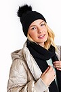 Knitted merino wool beanie with pom pom 2 | BLACK | Audimas