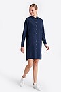 Woven fabric dress with long sleeves 1 | BLUE | Audimas