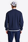 Pique texture bomber zip-through jacket 2 | BLUE/WHITE | Audimas