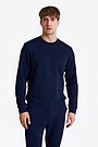 Cotton French terry crewneck sweatshirt 1 | BLUE | Audimas