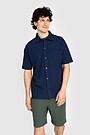 Textured waffle cotton SS shirt 1 | BLUE | Audimas