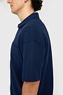 Textured waffle cotton SS shirt 3 | BLUE | Audimas