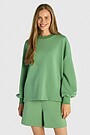 Textured crewneck sweatshirt with viscose 1 | GREEN | Audimas