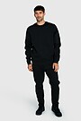Cotton pique crewneck sweatshirt 4 | BLACK | Audimas