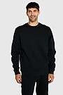 Cotton pique crewneck sweatshirt 1 | BLACK | Audimas