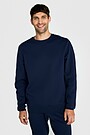 Cotton pique crewneck sweatshirt 1 | BLUE | Audimas