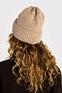 Merino wool and cotton blend knitted hat 3 | Cream | Audimas