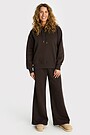 Oversized cotton fleece hoodie 5 | BROWN | Audimas