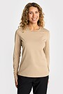 Cotton T-shirt with long sleeves 1 | Cream | Audimas