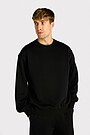 Oversized cotton fleece sweatshirt 1 | BLACK | Audimas