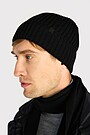Knitted merino wool hat and scarf set 3 | BLACK | Audimas