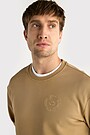Cotton pique crewneck sweatshirt 3 | BROWN | Audimas