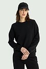 Cotton French terry crewneck sweatshirt 2 | BLACK | Audimas