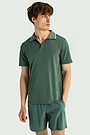 Synthetic pique polo T-shirts 2 | Dark green | Audimas