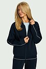 Cotton pique full-zip bomber jacket 1 | Dark blue | Audimas