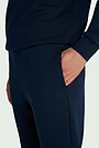 Tapered cotton French terry sweatpants 4 | Dark blue | Audimas