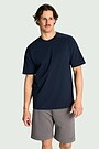 Oversized short sleeve cotton T-shirt 3 | Dark blue | Audimas