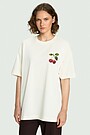 Short sleeves cotton T-shirt "Cherry" 3 | Cream | Audimas