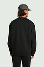 Cotton pique crewneck sweatshirt 2 | BLACK | Audimas