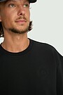 Cotton pique crewneck sweatshirt 3 | BLACK | Audimas