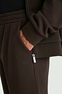 Cotton French terry tapered sweatpants 5 | BROWN | Audimas