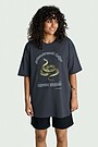 Short sleeves cotton T-shirt "Grass Snake" 2 | GREY | Audimas