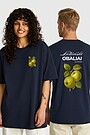 Short sleeves cotton T-shirt "Apples" 1 | Dark blue | Audimas
