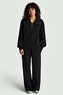 Cotton interlock wide sweatpants 1 | BLACK | Audimas