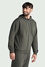 Cotton fleece full-zip hoodie 1 | CHAKI | Audimas