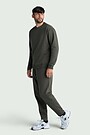 Cotton fleece crewneck sweatshirt 5 | CHAKI | Audimas