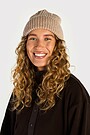 Merino wool and cotton blend knitted hat 1 | Cream | Audimas