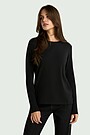 Cotton T-shirt with long sleeves 1 | BLACK | Audimas
