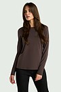 Cotton T-shirt with long sleeves 1 | BROWN | Audimas