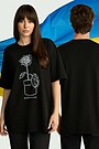 Unisex short-sleeve cotton T-shirt "Sunflower" 1 | BLACK | Audimas
