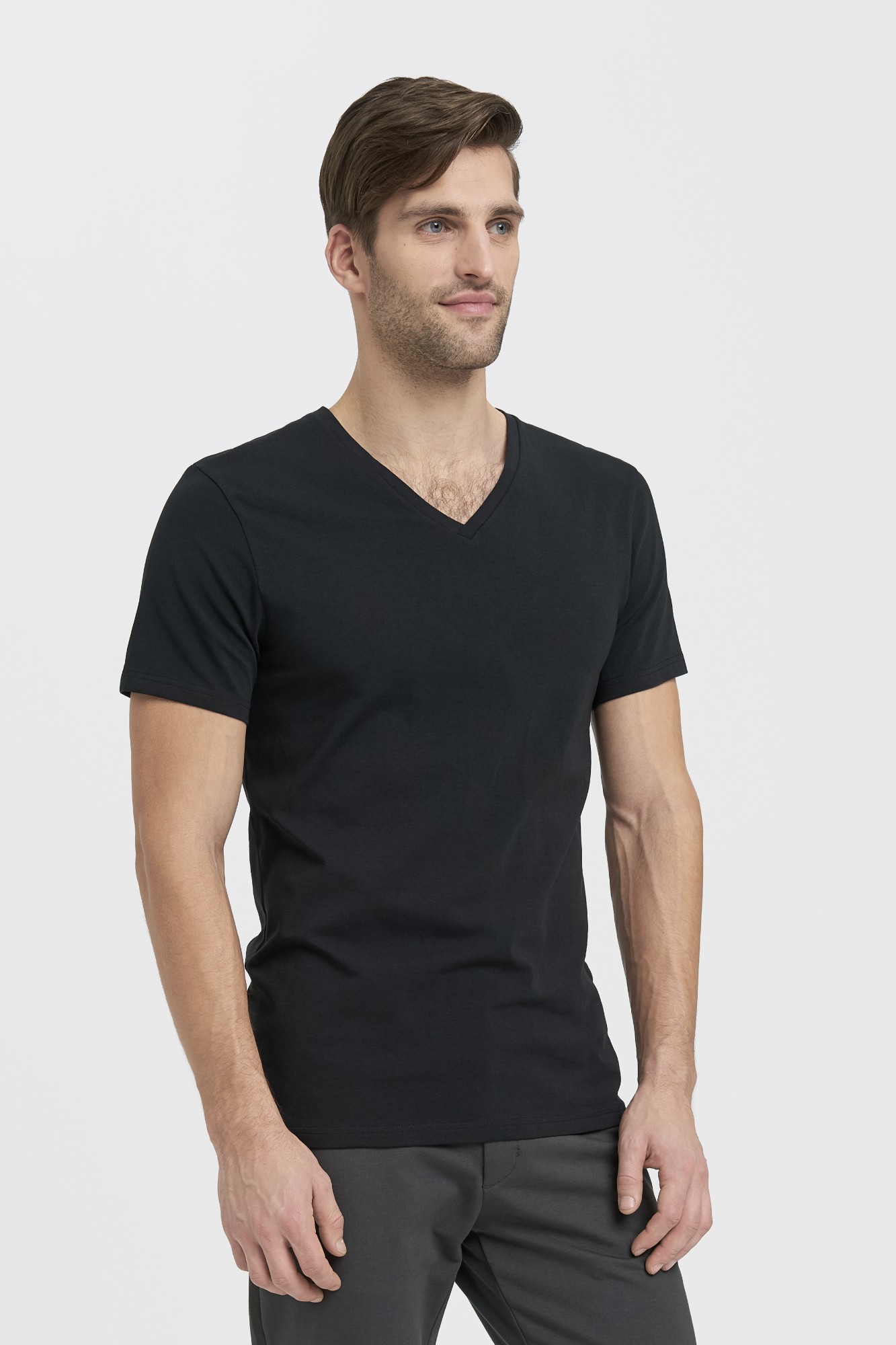 Organic cotton v-neck T-shirt | Audimas