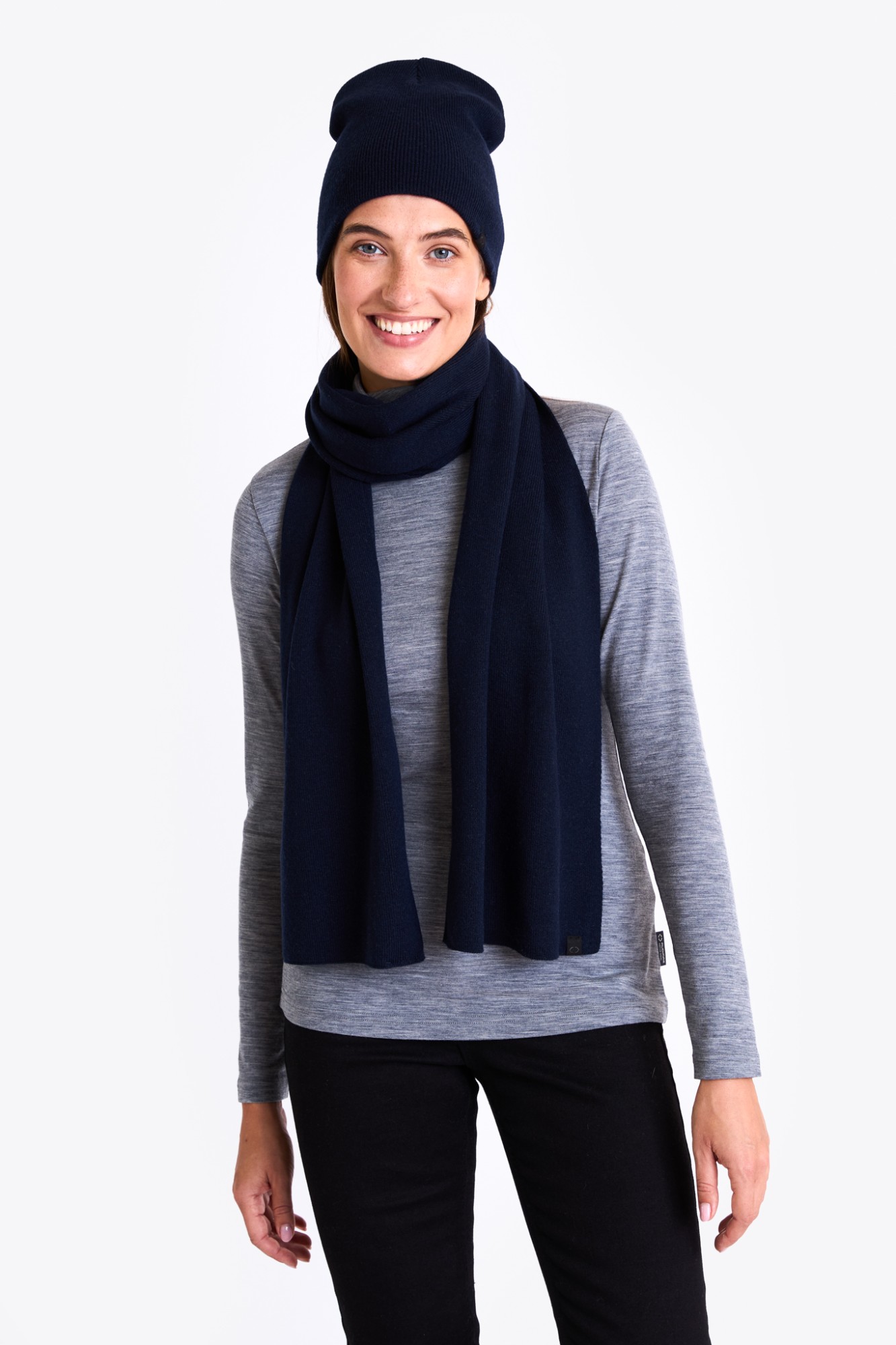 Colorful Standard Pure Wool Scarf Merino Wool Scarf Navy Blue